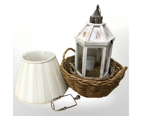 Two wicker baskets, light shade, a modern terrarium.