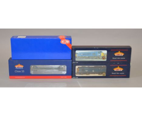 OO Gauge. 4 x Bachmann & Hejan locomotives. Class 46 BR blue No.46053, Class 25/2 BR blue weathered edition No.25083, Class 2