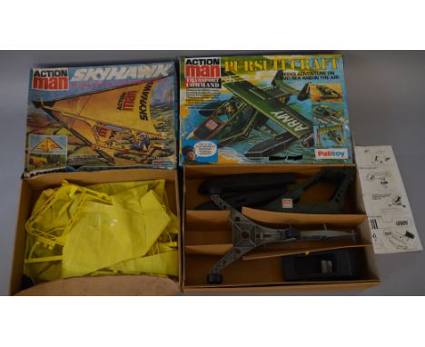 Four boxed Palitoy Action Man vehicles and accessories: Skyhawk; Pursuit Craft; Light Gun; Training Tower. F-G in P-G boxes. 