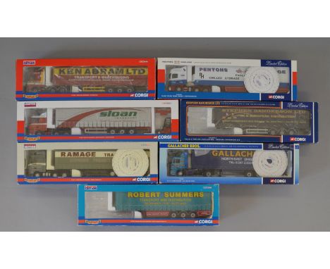 Corgi 1:50 scale. 5 x Hauliers of Renown tractor unit & trailer packs, all wing mirrors present. Together with 2 packs with t