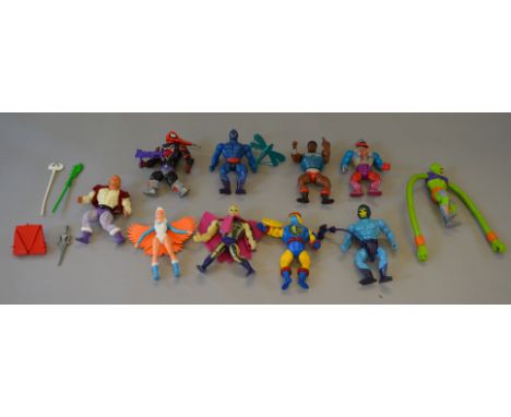 10 x Mattel Masters of the Universe action figures, includes: Prince Adam; Clamp Champ; Scare Glow; Mosquitor; Roboto; Sorcer