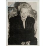Gracie Fields signed 7x5 inch vintage black and white photo. Good condition Est.