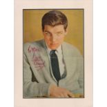 Jess Conrad OBE Signed colour magazine poster in red ink. Mounted to an overall size of 16 x 12