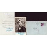 Katie Boyle signed 5x3inch black and white photo with TLS. Comes with original mailing envelope.