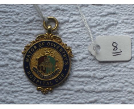 Mayor of Coventry Hospital Cup gold  and enamel medal 1925 10.8g          *from a Group of gold medals awarded to Frank Womac