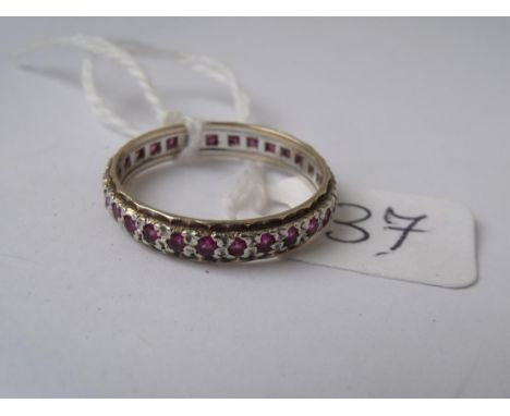 Vintage ruby and white gold full eternity  ring approx size 'S'       