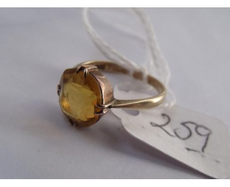 Small single yellow stone ring  approx size K        