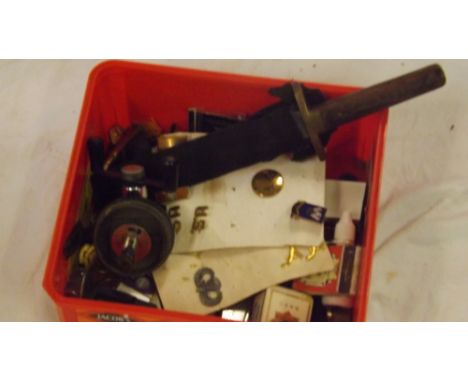 Box containing army cloth badges etc    