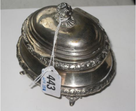 German oval tea caddy on cast supports 5”  wide 800 standard 215g      