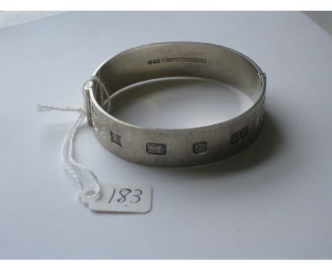 Good heavy wide silver engraved bangle  by B Ltd 36.8g       