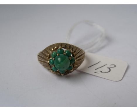 Vintage 9ct turquoise mounted ring  approx size 'L'        