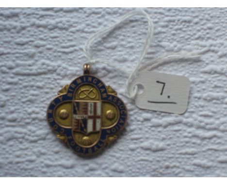 Gold and enamel medal – Birmingham  Asc Football London 1911 17.2g          *from a Group of gold medals awarded to Frank Wom