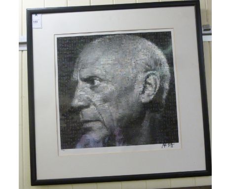 'Pablo Picasso' - a portrait,  Limited Edition coloured print 263/850  made up from 1488 individual photographic images  bear