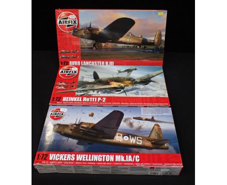 AIRFIX KIT No.A08013A AVRO LANCASTER B.III with Airfix kit Heinkel He111 P-2 and Vickers Wellington Mk.IA/C, all models are b