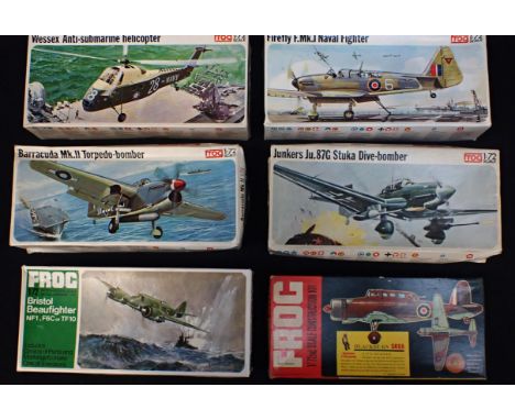 1964 FROG CONSTRUCTION KIT 'BLACKBURN SKUA' BOXED AND UNBUILT. with 5 1970's Frog Model Assembly Kits including; Bristol Beau