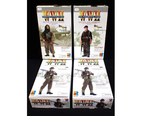 FOUR DRAGON MODELS WWII ACTION FIGURES including "Wes Worthy", "Kenneth Laird" and two "Robert Davies" model action figures. 