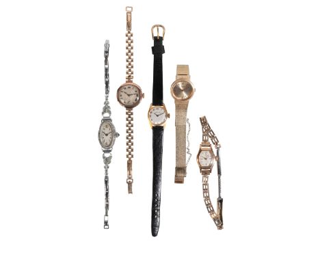 A LADIES 9CT GOLD WRISTWATCH with manual wind movement, the silver dial with subsidiary seconds dial, black Roman numerals an