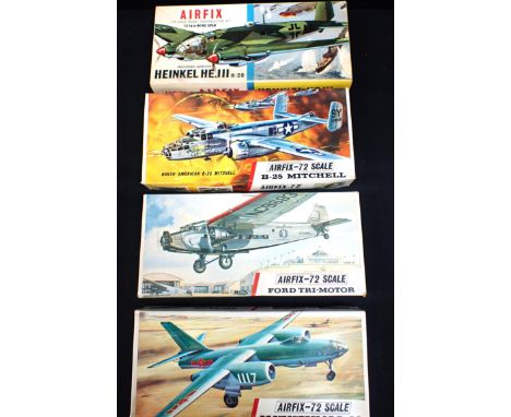 1962 AIRFIX MODEL No.484 'HEINKEL HE.III' with 3 Airfix - 72 series 4 models, No.485 'North American B-25 Mitchell', No.489 '