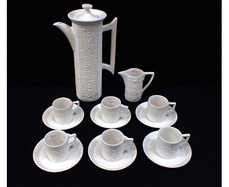 A PORTMEIRION  'TOTEM' COFFEE SERVICE by Susan Williams-Ellis, in white (no sugar basin)