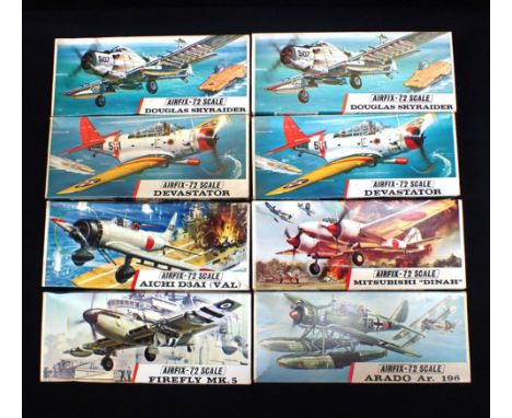 EIGHT 1960'S AIRFIX-72, SERIES 2 MODEL KITS including No.260 'Douglas Skyraider', No.264 'Devastator', No.298 'Firefly Mk.5'.