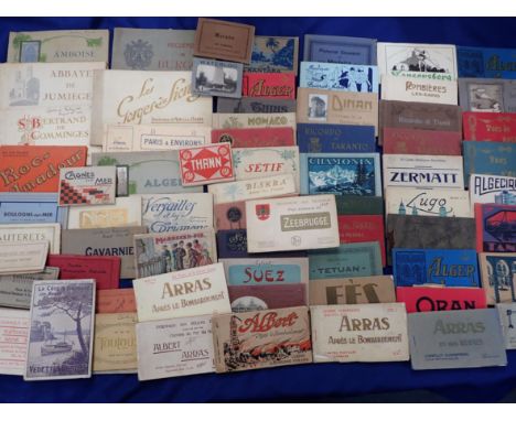 POSTCARDS, BOUND SOUVENIR SETS, INCLUDING WWI DAMAGE POSTCARDS of Arras, Albert, Zeebrugge, and other sets, N. Africa, Spain,