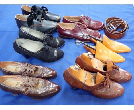 A COLLECTION OF VINTAGE LADIES' SHOES 'Liberty', Russell and Bromley, and others c.1940s and later, some shoe trees, a pair o