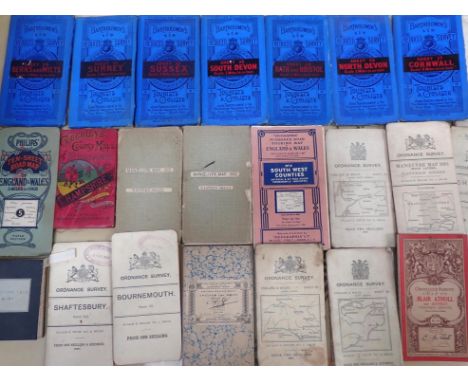 A QUANTITY OF VINTAGE ORDNANCE SURVEY MAPS including Bartholomew's Tourists and cyclists, Manoeuvre maps 1910 and others