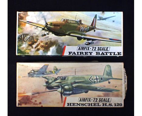 1968 AIRFIX KIT 'FAIREY BATTLE' No.259 BOXED AND UNBUILT. with an 1968 Airfix kit 'Henschel H.S.129 (damaged boxed) unbuilt. 