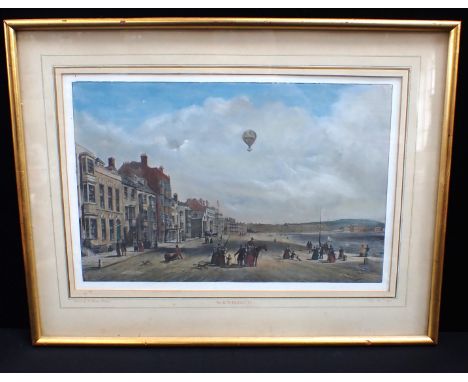 ASCENT OF THE BALLOON 'ALBION', WEYMOUTH July 12th 1842 coloured print (photographic, after an old lithograph) 27 x 40cm