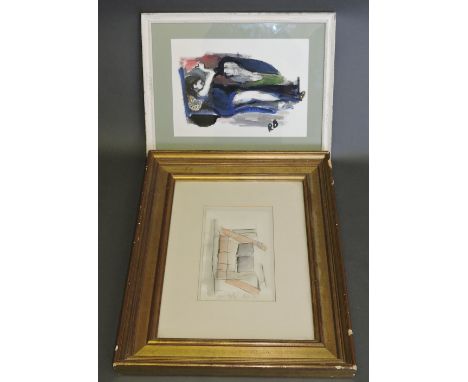 R B, 20th Century School, Figures Reclining, watercolour signed with initials lower right, 26 x 36cm, together with another a