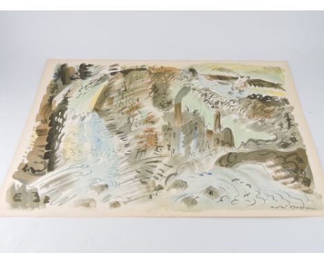 After Andre Masson, The Torrent, lithograph, printed on both sides, 35 x 53cm