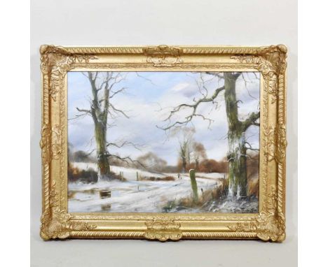 ARR John Trickett, b1952, Winter Walk, signed oil on canvas, 44 x 59cmOverall condition looks to be complete and undamaged. C