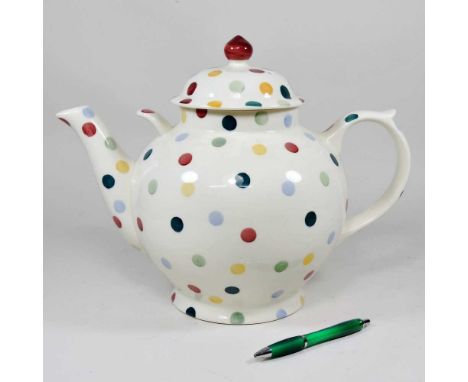 A large Emma Bridgewater polka dot teapot and cover, printed marks, 28cm highOverall condition appears to be intact and compl