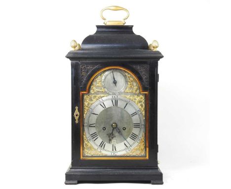 A 19th century ebonised bracket clock, the silvered dial signed Willm Fredk Stugel, London, having a twin fusee movement, wit