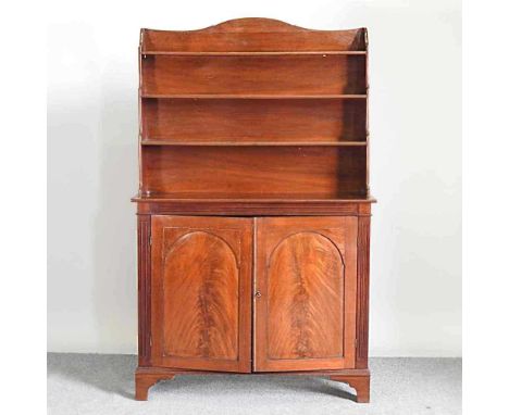 A Victorian mahogany waterfall bookcase, with panelled doors below99w x 31d x 157h cmOverall condition is solid and usable. T