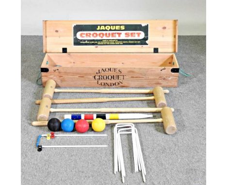 A Jaques croquet set, in a wooden box, 111cm