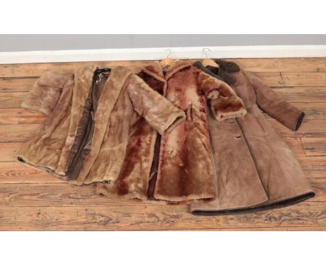 Three ladies coats including Royal Castor Beaver Lamb and K&amp;M sheepskin example.  