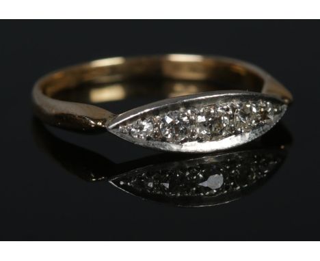 An 18ct Gold and five stone diamond ring, in boat setting. Size LÂ½. Total weight: 2.1g  