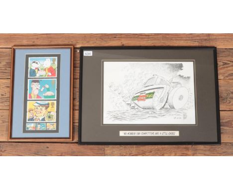 A limited edition print  "no wonder our competitors are a little cross" by Noel Ford 187-350. also including a frames example