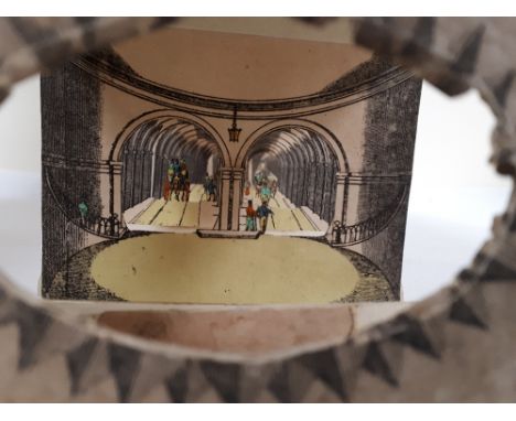 19th century folding perspective view of the proposed channel (Thames ?) tunnel. Manuscript title, no maker's name, 23 x 15cm