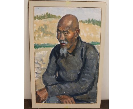 Vera Alabaster (1889-1964).    Portrait of an elderly Chinese man.Oil on canvas.56 x 37cm.See lots 154 to 158.