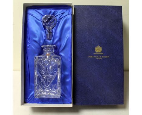 Fortnum and Mason "Jaffe Rose" lead crystal whisky decanter, boxed.