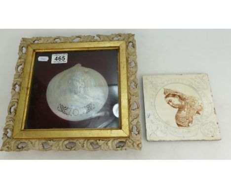 An unusual framed mother of pearl carved and pierced shell with the place of Jerusalem inscribed with carved biblical scenes 