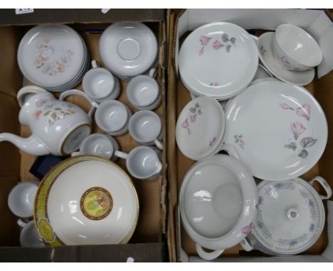 A mixed collection of tea and dinner ware to include Denby Pottery, Royal Worcester, KPM etc (2 trays).