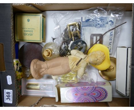 A mixed collection of vintage perfume and accessories to include - Avon, Atomisers, Hair plates, compacts.