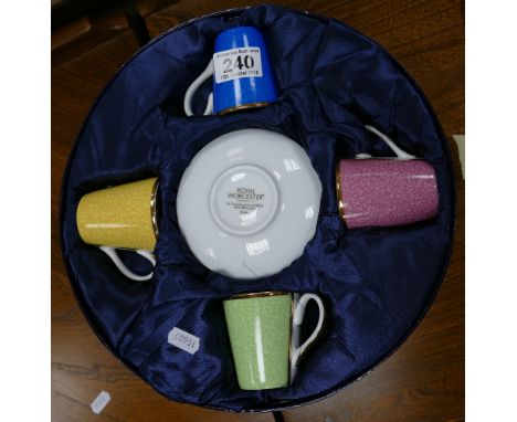 Royal Worcester Commemorative boxed coffee cup set.