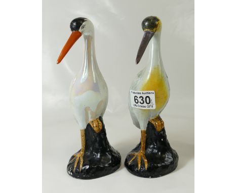 Carltonware lustre finish figures of Cranes 22cm high. (2) 