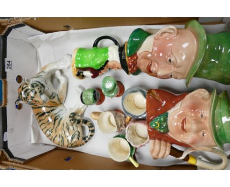 A mixed collection of ceramic items to include - large Beswick character jugs, smaller similar items, Beswick part condiment 