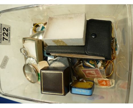 A collection of various items including jewellery, rings, Silver buckle ring and spoon, commemorative coins, stamps etc