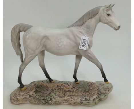 Beswick large grey horse Moonlight on ceramic base 2671, with both Beswick and Royal Doulton backstamps